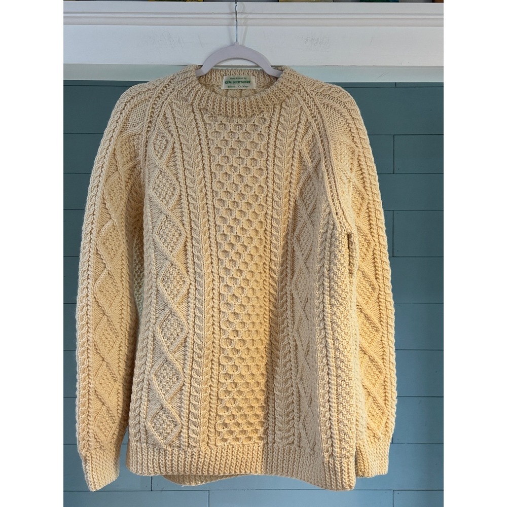 Gem Knitwear Irish Hand Knitted Aran Wool Sweater